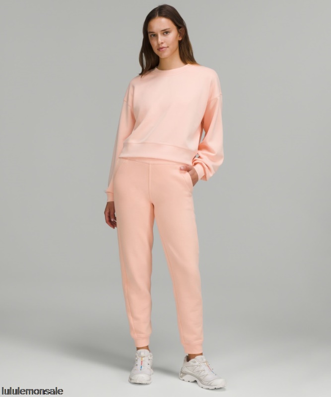Lululemon Damen DELULU244 | Lululemon Deutschland Pfirsichfarbene Satin-Scuba-Jogginghose Aus French Terry Mit Hohem Bund